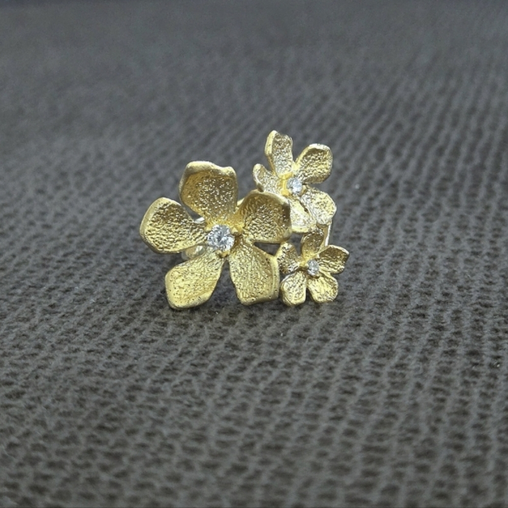 Mia Fiore Textured Gold💛 Triple3️⃣ Blossom🌸 Ring💍 - NWT - Picture 3 of 16